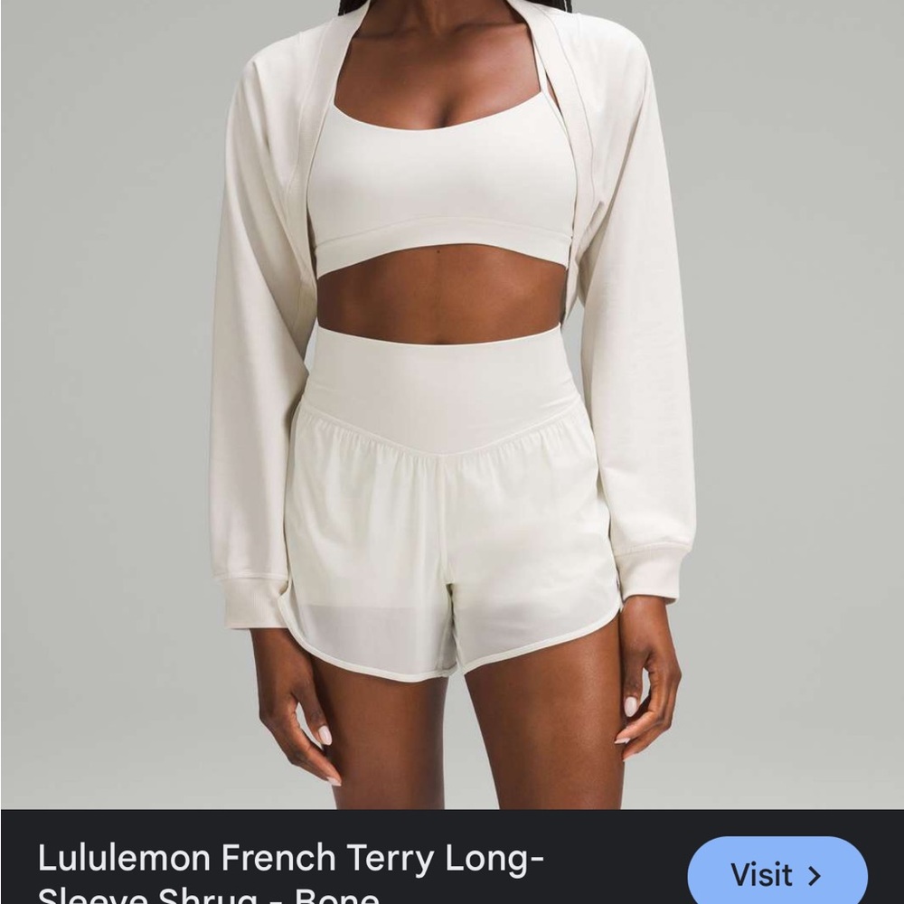 Lululemon Cream Terry Shrug and Shorts Set